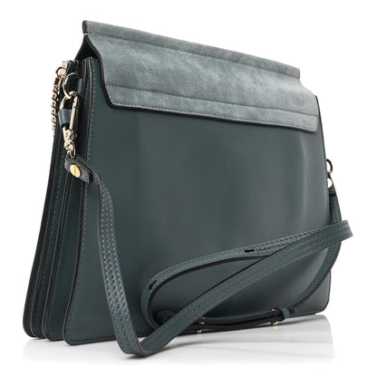 Chloe Suede Calfskin Medium Faye Shoulder Bag Cloudy Blue