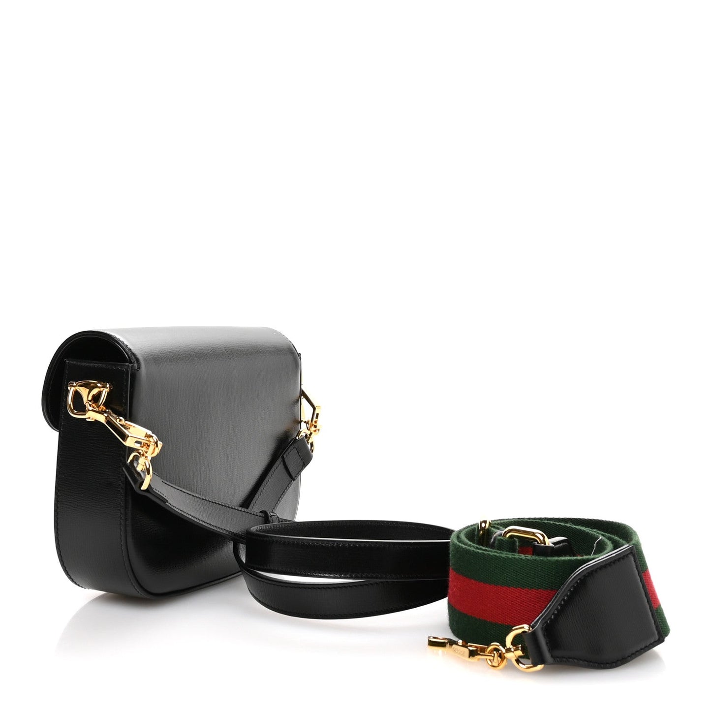 Gucci Azalea Calfskin Web Mini Horsebit 1955 Shoulder Bag Black