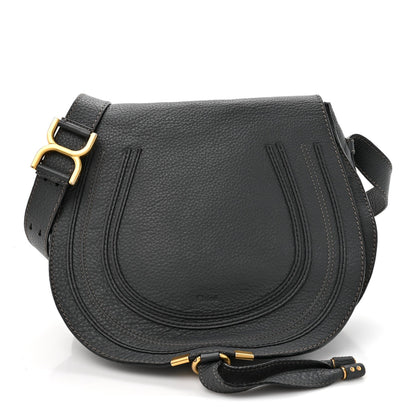 Chloe Grained Calfskin Medium Marcie Saddle Bag Iron Grey