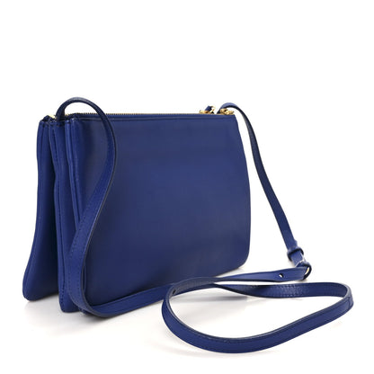 Celine Lambskin Small Trio Crossbody Bag Indigo