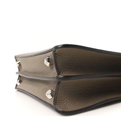 Fendi Cuoio Romano Vitello Cover Glazed Fabric Bi-Color FF 1974 Mini Peekaboo I SEE U Satchel Tartufo Banana Tobacco Moro