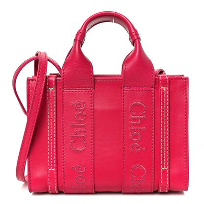 Chloe Calfskin Mini Woody Ribbon Tote Fizzy Pink