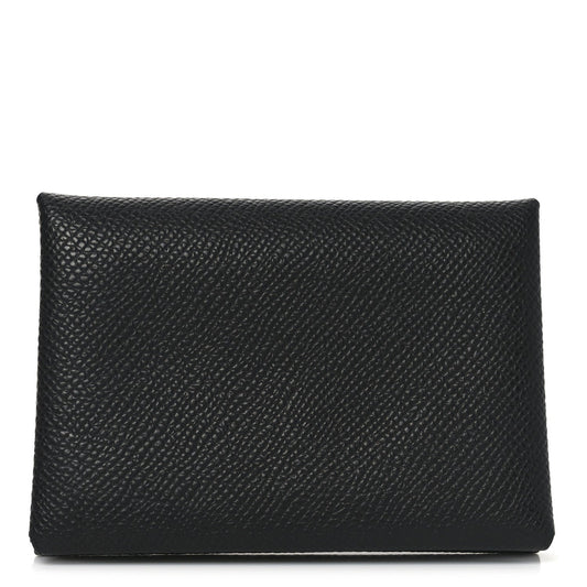Hermes Epsom Calvi Duo Card Case Black