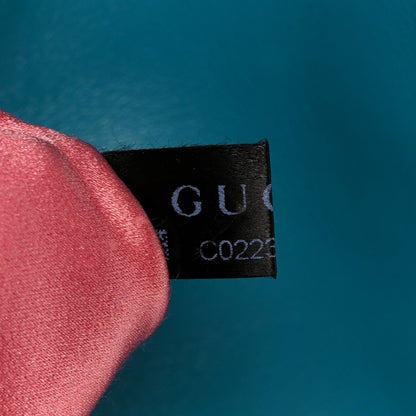 Gucci Velvet Matelasse Small GG Marmont Shoulder Bag Pavone Cyan