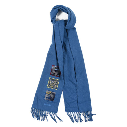Hermes Cashmere Badges Soie Scarf Bleu Horizon