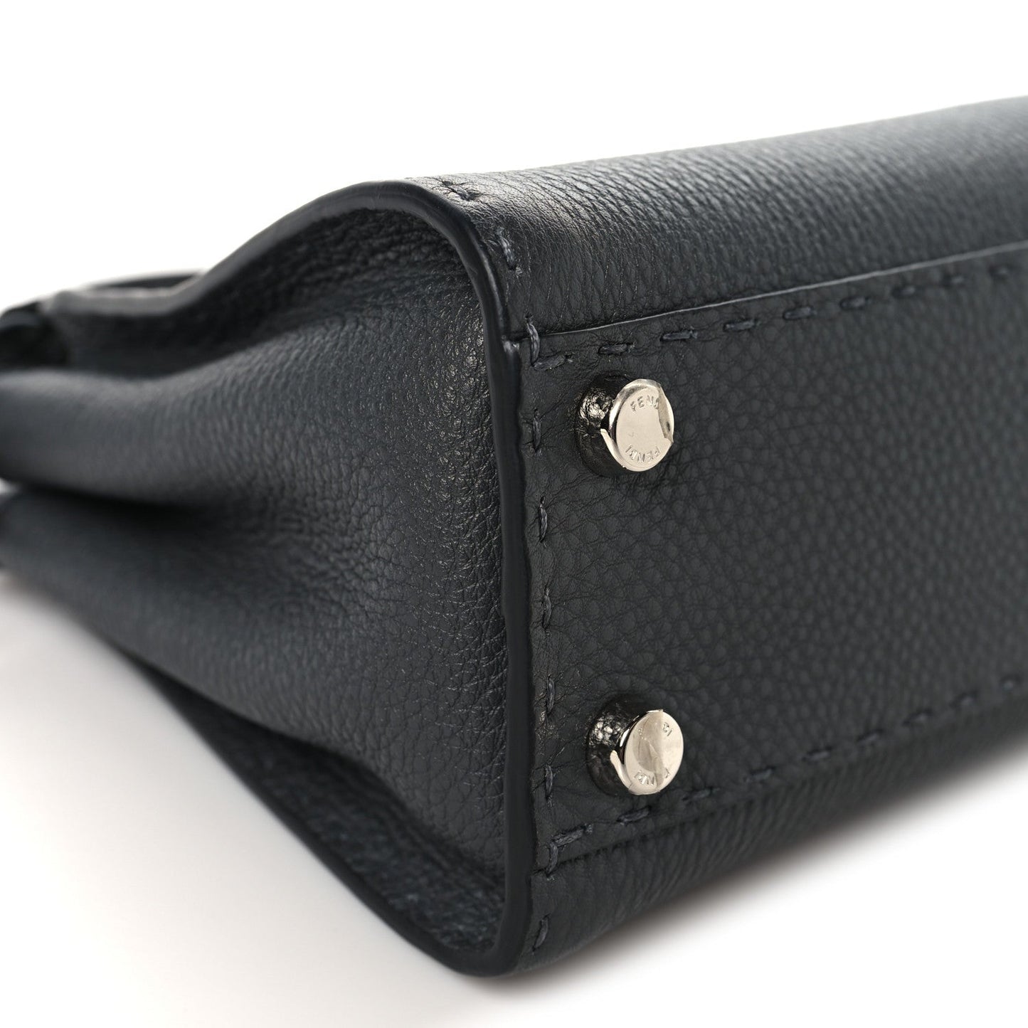 Fendi Cuoio Romano Selleria Bi-Color Mini Peekaboo Iconic Satchel Asfalto Latte