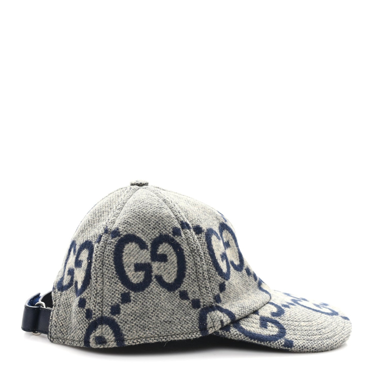 Gucci Wool Monogram Jumbo GG Antonio Baseball Hat M Grey