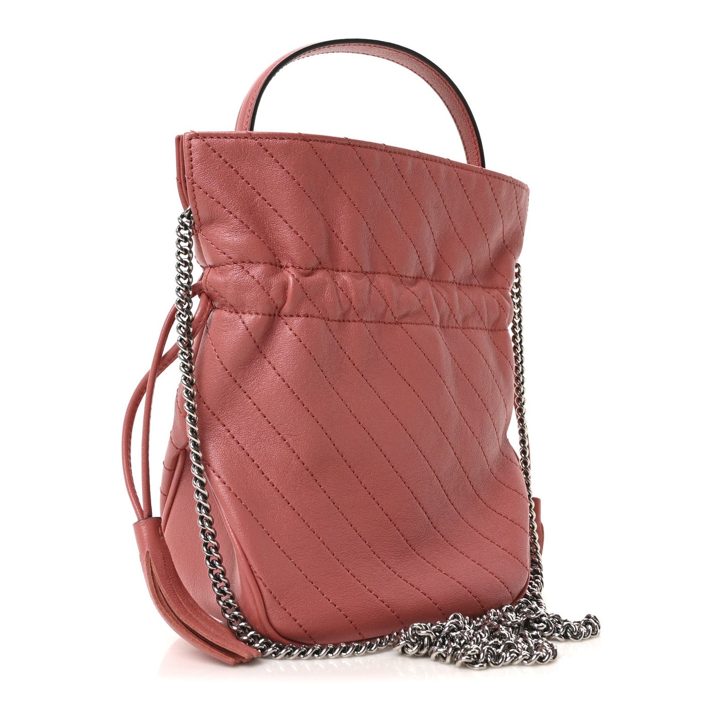 Gucci Sakai Be Green Calfskin Diagonal Stitched Mini Blondie Bucket Bag Pink