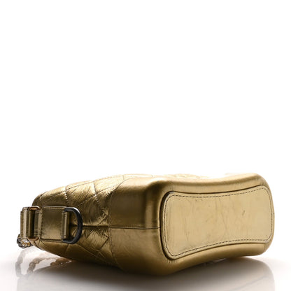 Chanel Metallic Aged Calfskin Quilted Small Gabrielle Hobo Gold