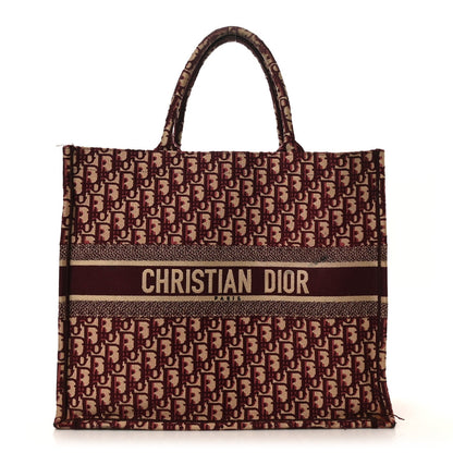Christian Dior Oblique Large Book Tote Burgundy Multicolor