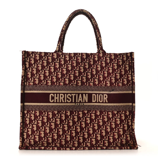 Christian Dior Oblique Large Book Tote Burgundy Multicolor