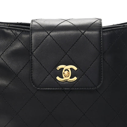Chanel Lambskin Quilted CC Flap Shoulder Bag Black