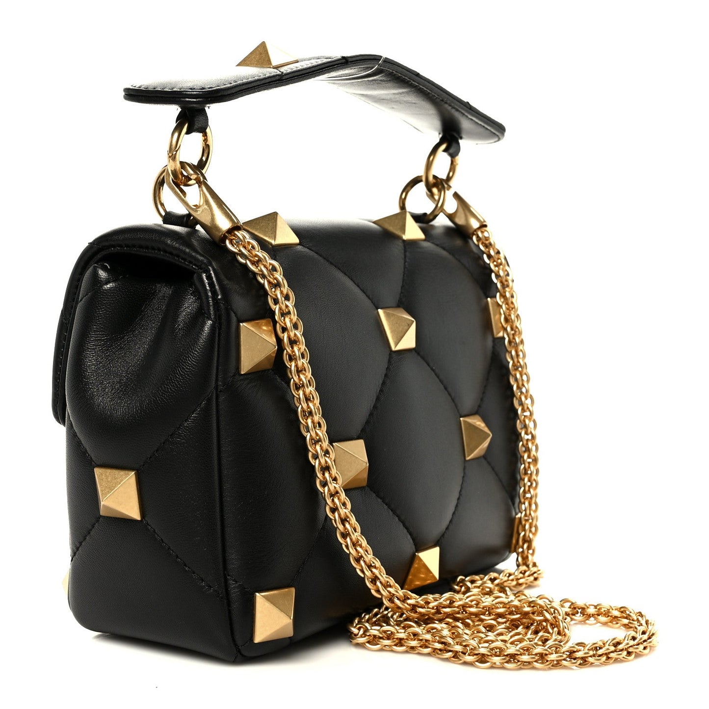 Valentino Garavani Nappa Medium Roman Stud Shoulder Bag Black