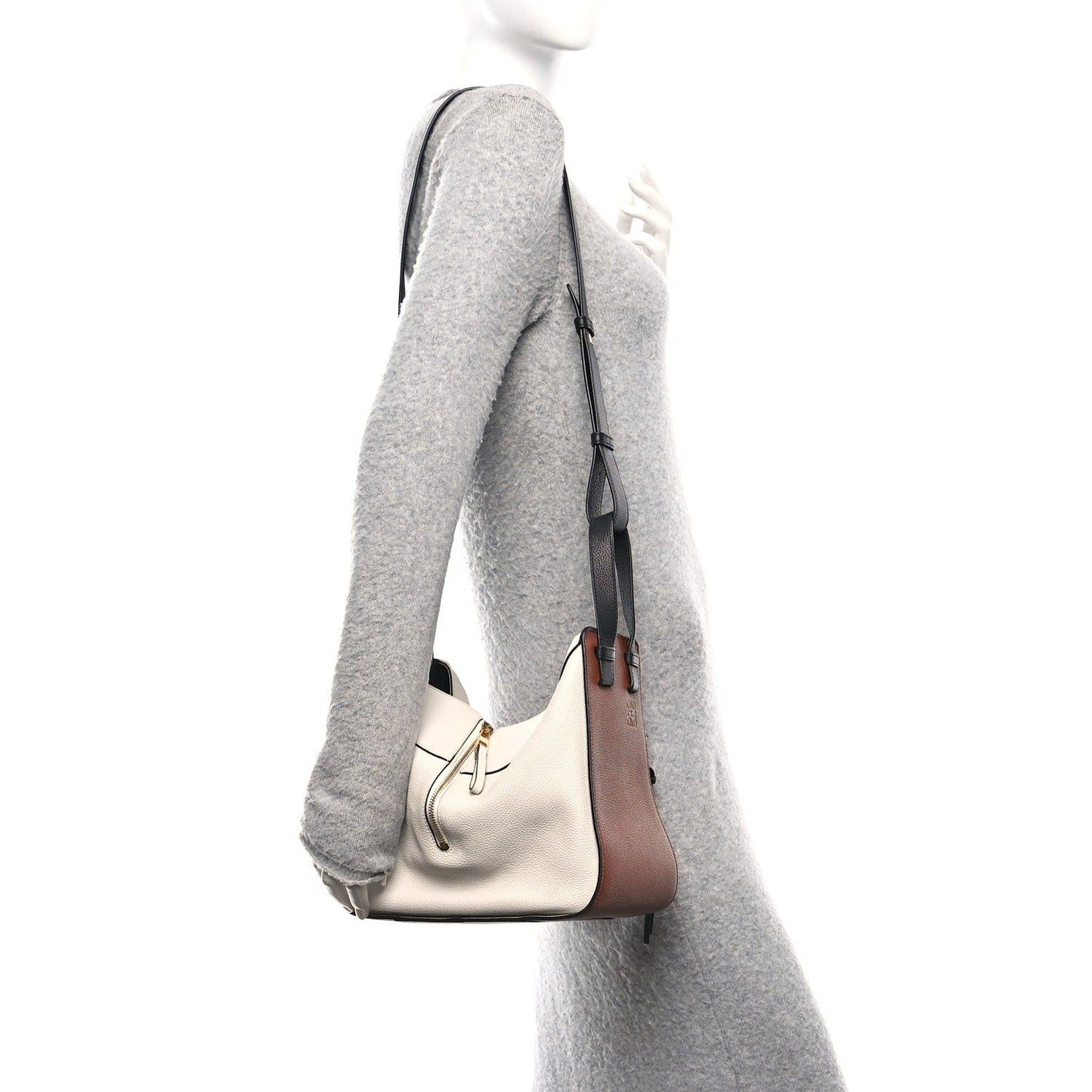 Loewe Calfskin Small Hammock Shoulder Bag Tan Ivory Black