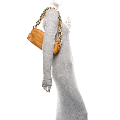 Bottega Veneta Calfskin The Pouch Chain Cammello