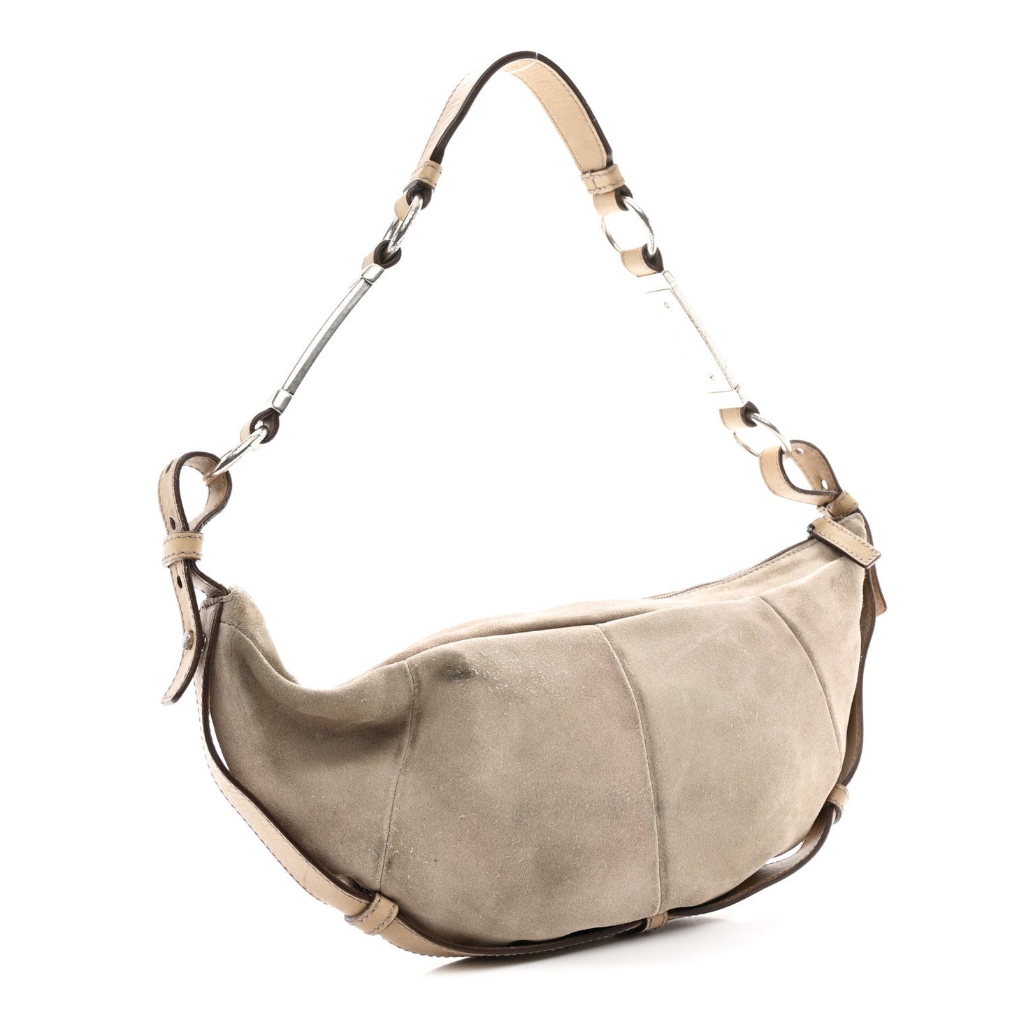 Saint Laurent Suede Calfskin Small Hobo Beige