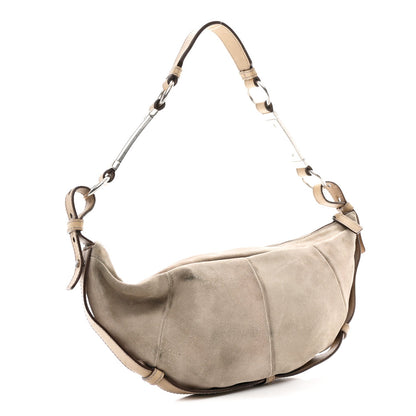 Saint Laurent Suede Calfskin Small Hobo Beige
