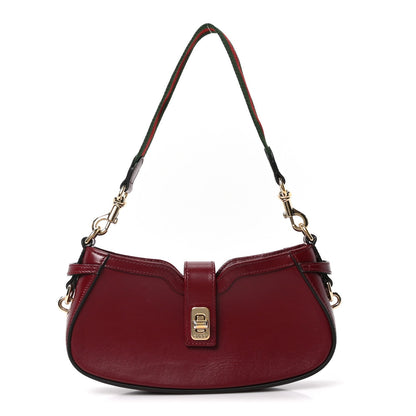 Gucci Calfskin Mini Moon Side Shoulder Bag Rosso Ancora