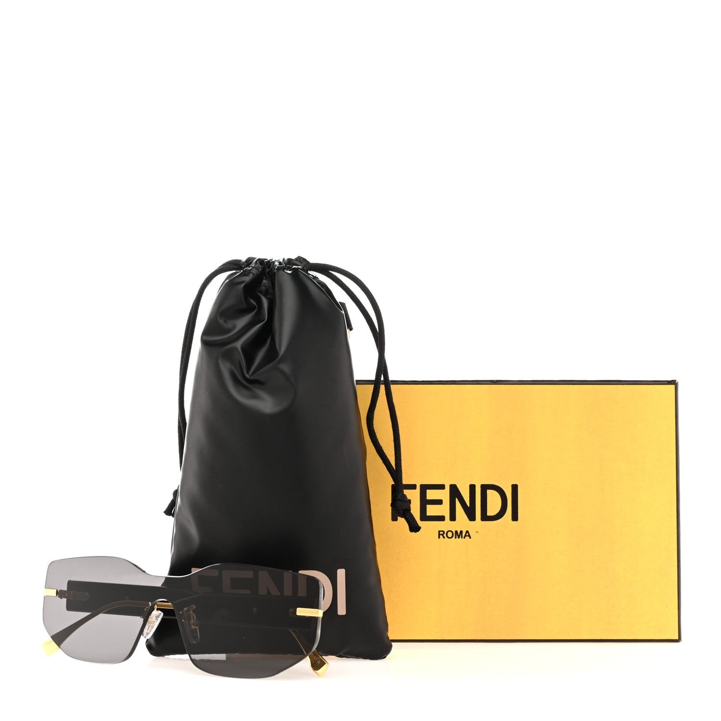 Fendi Metal Fendigraphy Shield Sunglasses FE 40066U Black Gold