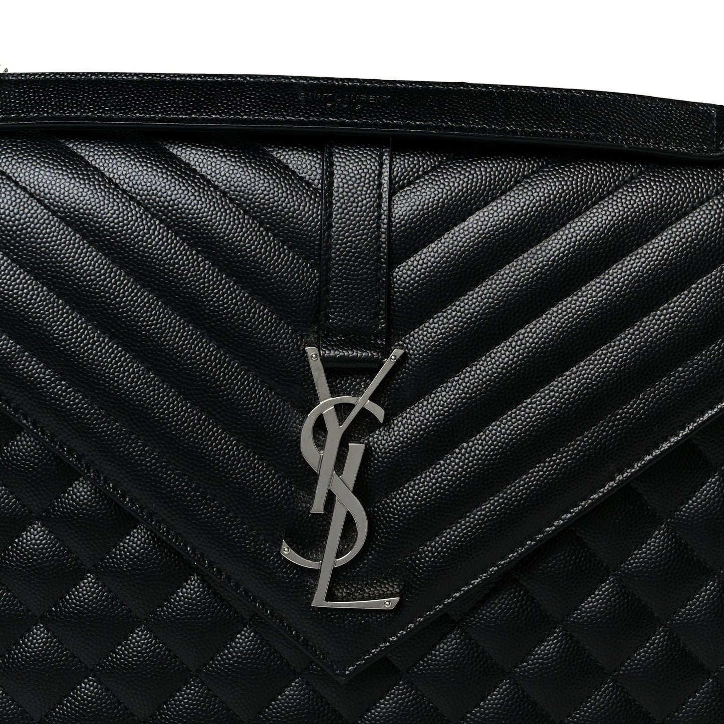 Saint Laurent Grain De Poudre Textured Mixed Matelasse Large Triquilt Monogram Satchel Black