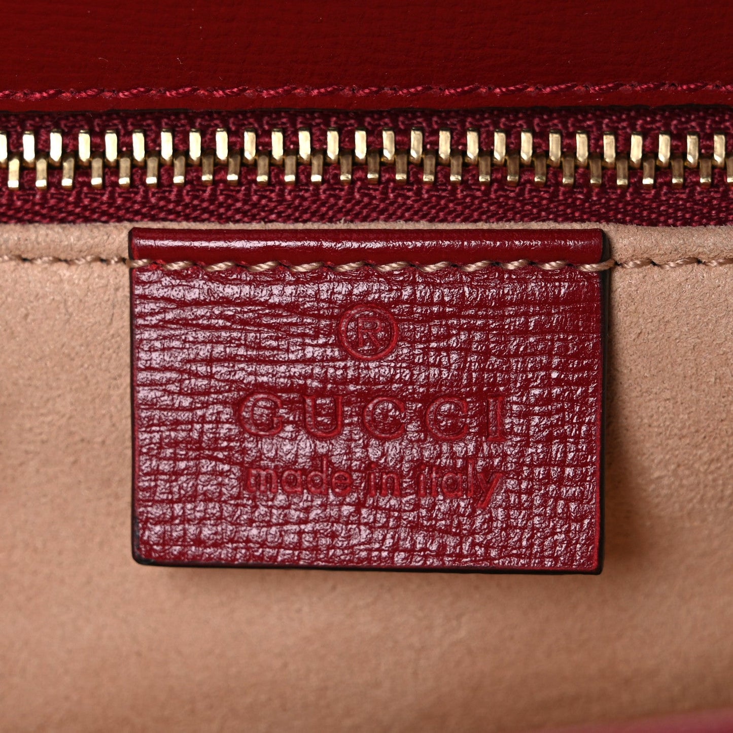 Gucci GG Supreme Monogram Azalea Calfskin Horsebit 1955 Shoulder Bag Beige Ebony New Cherry Red