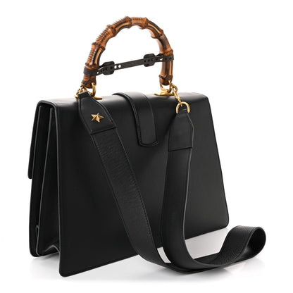Gucci Moon Calfskin Web Large Dionysus Bamboo Top Handle Bag Black Bright Evergreen Hibiscus Red