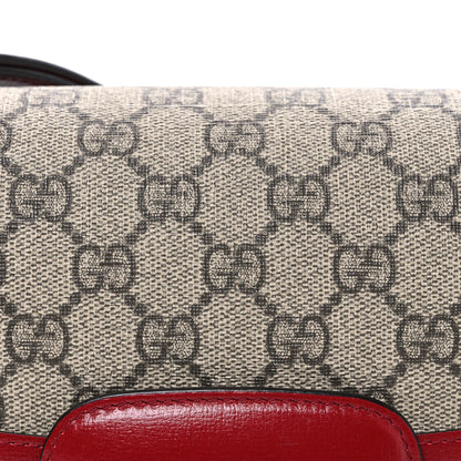 Gucci GG Supreme Monogram Azalea Calfskin Horsebit 1955 Shoulder Bag Beige Ebony New Cherry Red