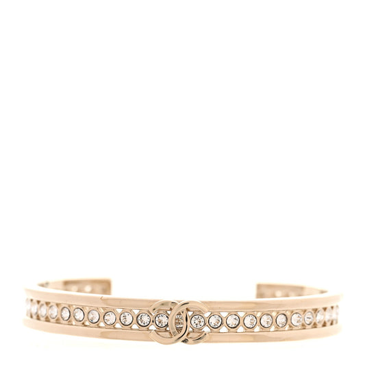 Chanel Crystal CC Cuff Bracelet M Gold