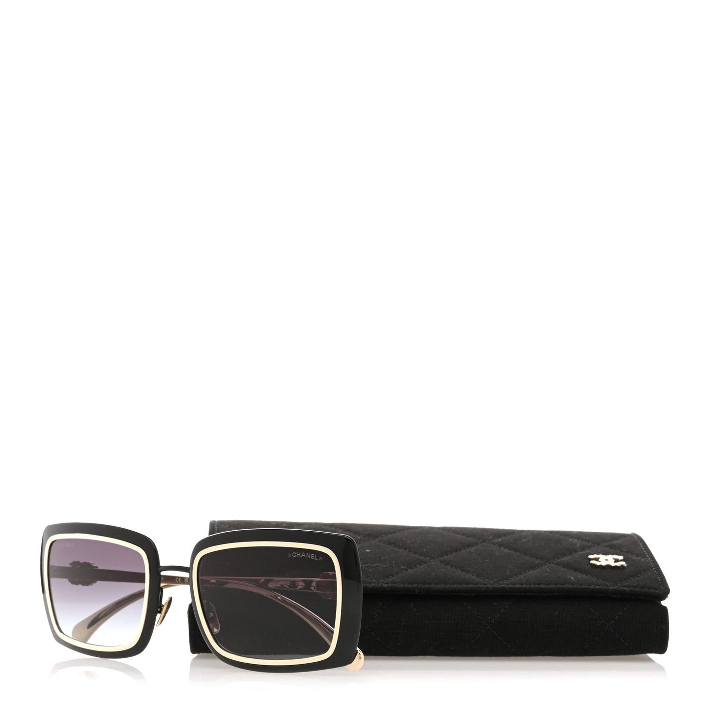 Chanel Metal Crystal CC Logo Sunglasses 71707 Black Gold