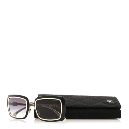 Chanel Metal Crystal CC Logo Sunglasses 71707 Black Gold