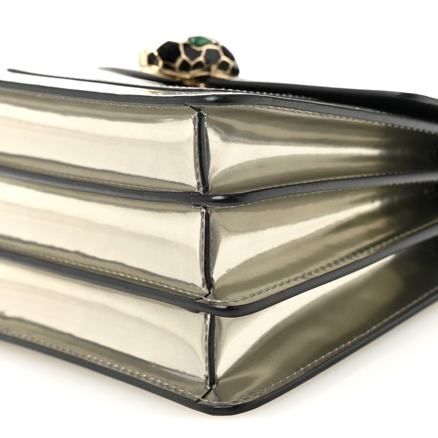 Bulgari Metallic Calfskin Serpenti Forever Top Handle Silver