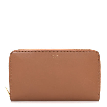 Celine Calfskin Zip Around Multifunction Wallet Tan