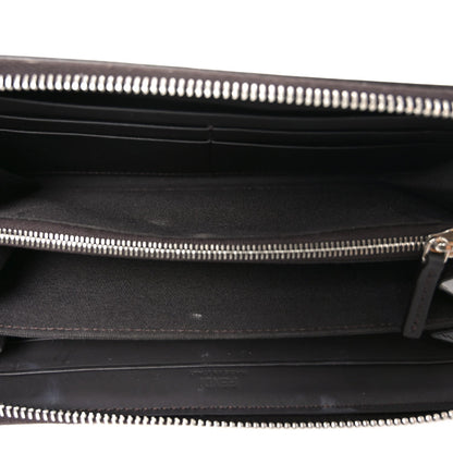 Fendi Vitello King Tamponato Logo Embossed Zip Around Wallet Cuoio