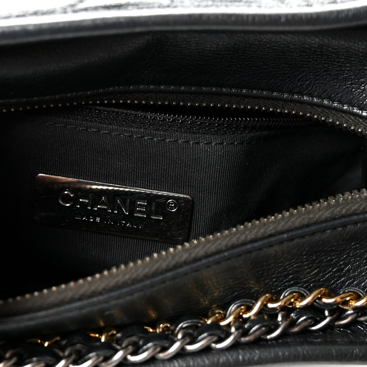 Chanel Metallic Aged Calfskin Chevron Quilted Small Gabrielle Hobo Dark Grey