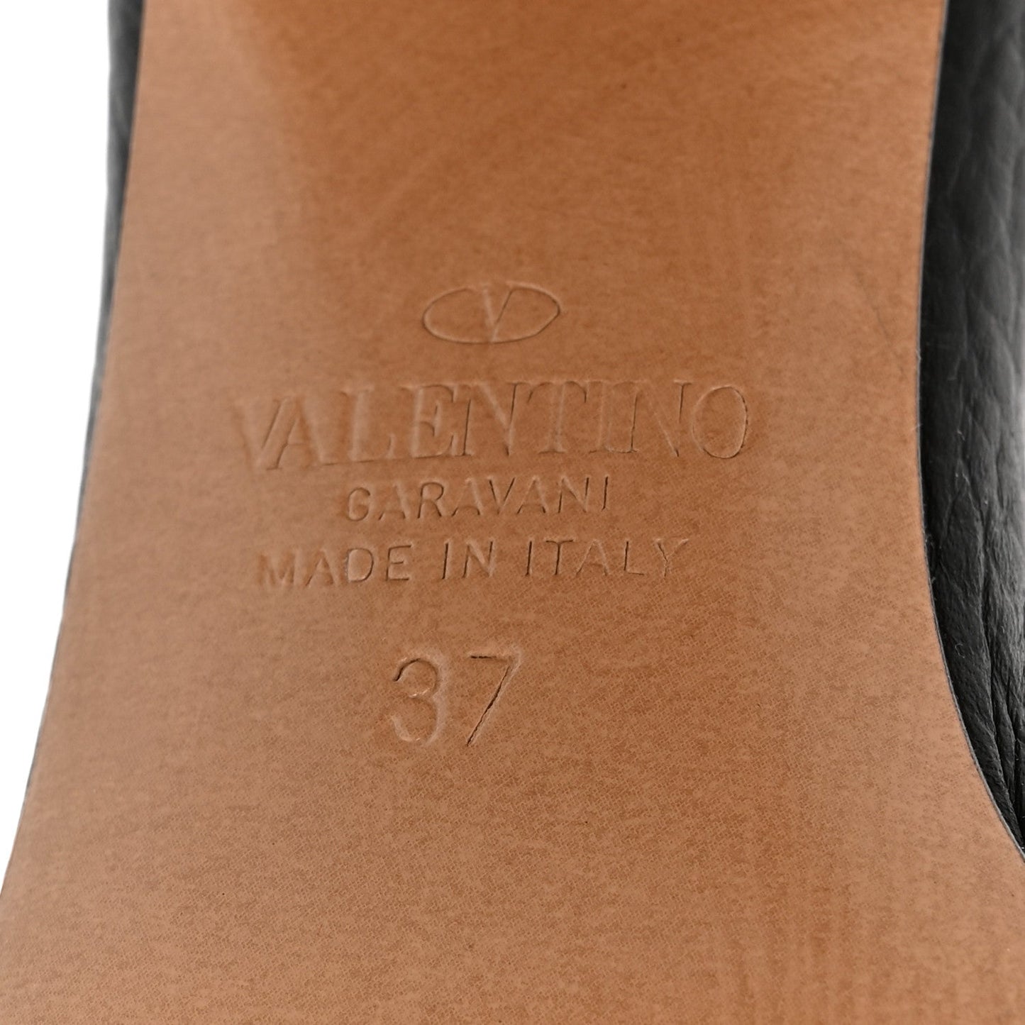 Valentino Garavani Grained Calfskin Roman Stud Ankle Strap 75mm Sandals 37 Black