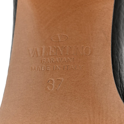 Valentino Garavani Grained Calfskin Roman Stud Ankle Strap 75mm Sandals 37 Black