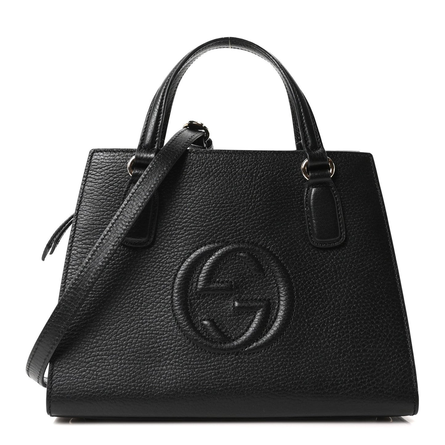 Gucci Dollar Calfskin Medium Soho Top Handle Satchel Black