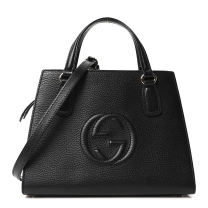 Gucci Dollar Calfskin Medium Soho Top Handle Satchel Black