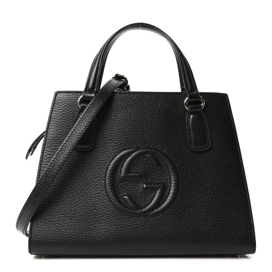 Gucci Dollar Calfskin Medium Soho Top Handle Satchel Black