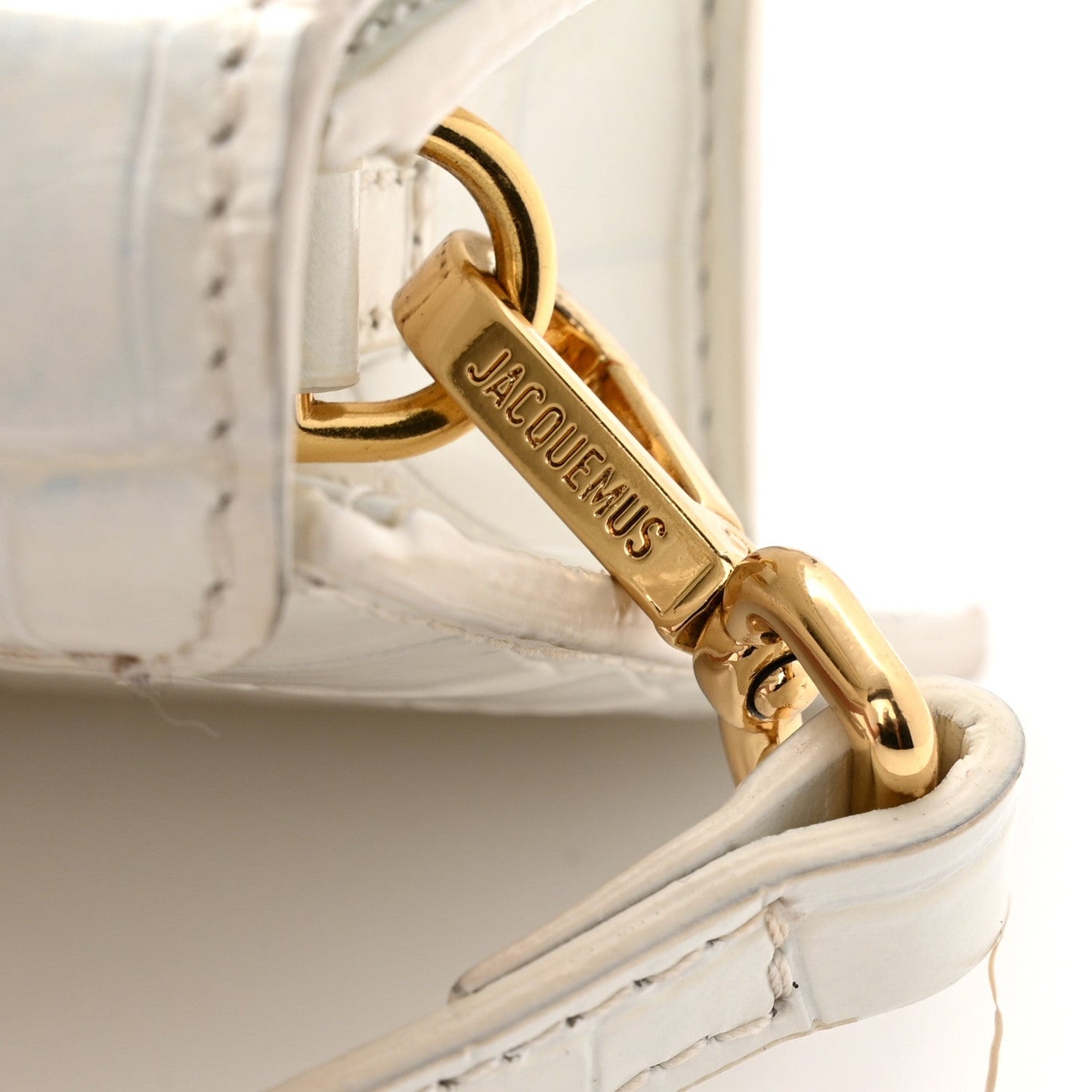 Jacquemus Calfskin Crocodile Embossed Le Chiquito Long White