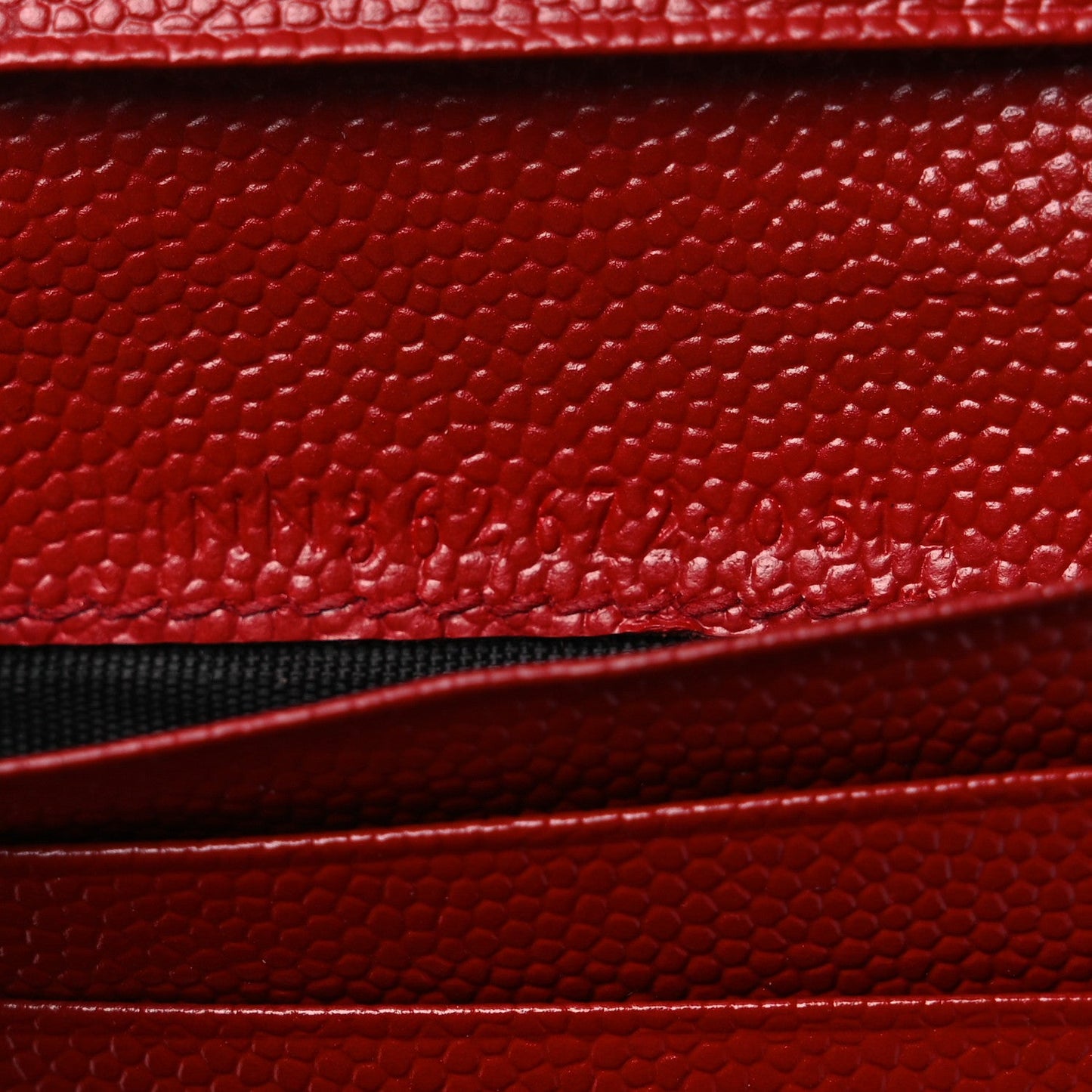 Saint Laurent Grain De Poudre Matelasse Chevron Monogram Compact Wallet Red
