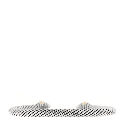 David Yurman Sterling Silver 14K Yellow Gold Diamond 5mm Cable Classics Pave Domes Bracelet