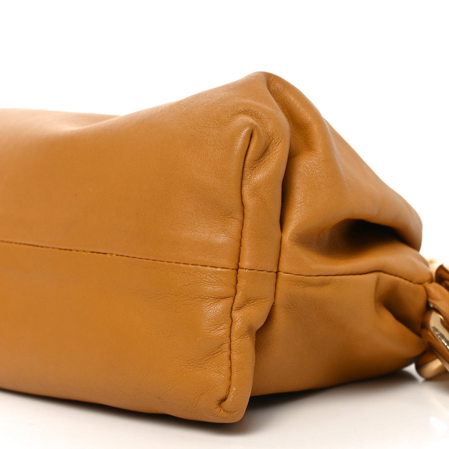 Bottega Veneta Calfskin The Pouch Chain Cammello