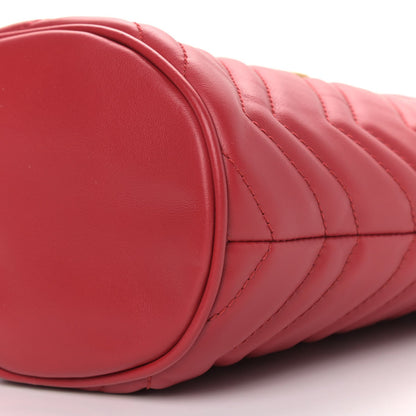 Gucci Calfskin Matelasse Mini GG Marmont 2.0 Bucket Bag Hibiscus Red