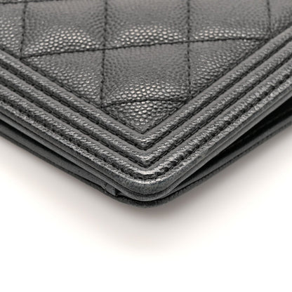 Chanel Caviar Quilted Boy Yen Wallet Black