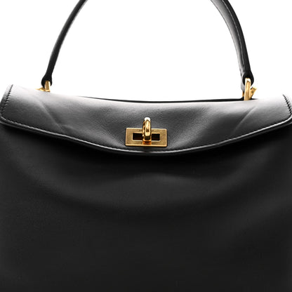 Balenciaga Natural Smooth Calfskin Mini Rodeo Top Handle Handbag Black