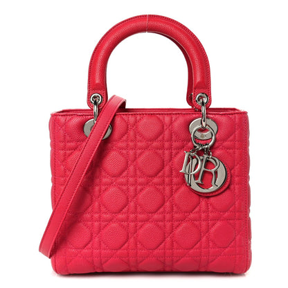 Christian Dior Grained Calfskin Cannage Medium Lady Dior Pink