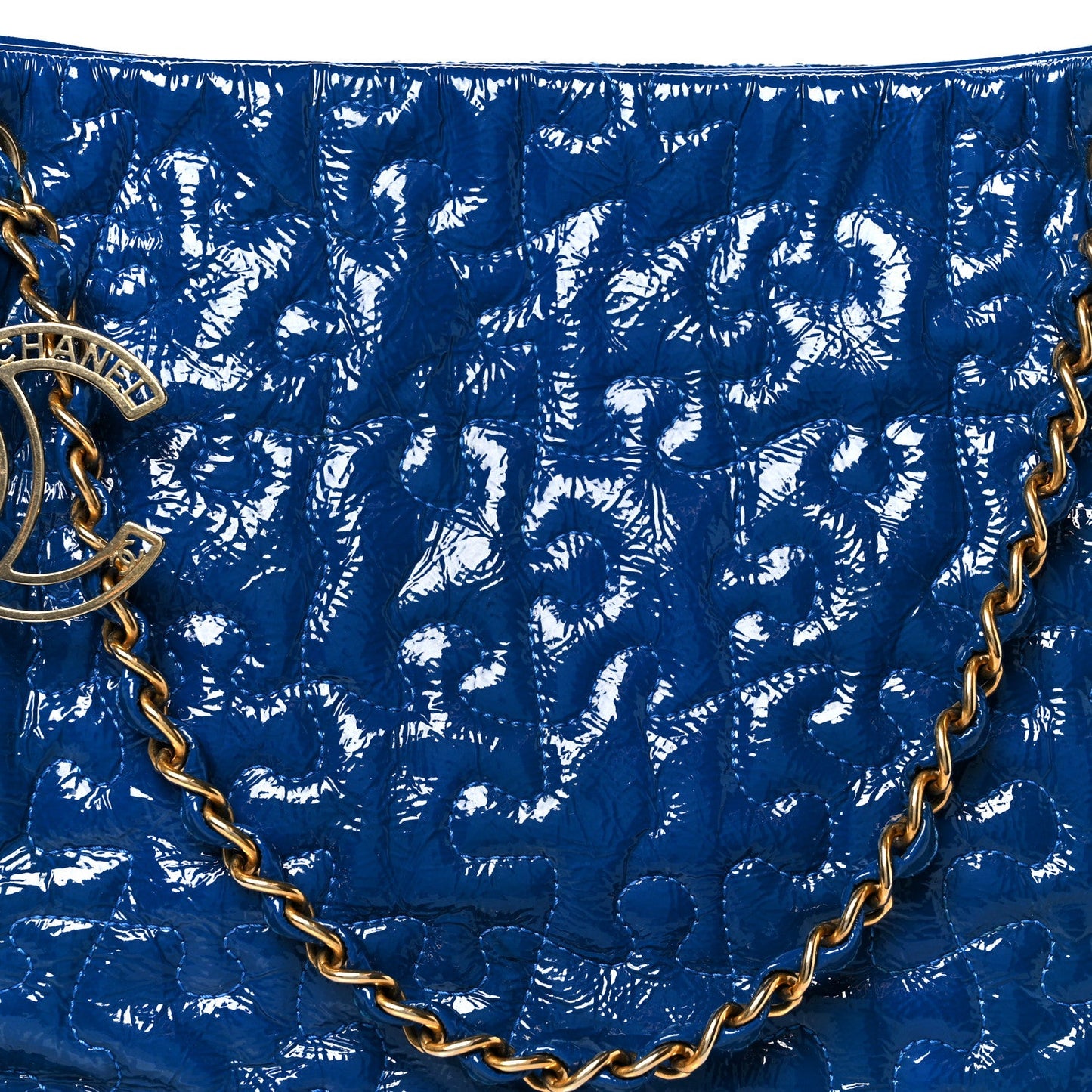 Chanel Patent Puzzle Tote Electric Blue