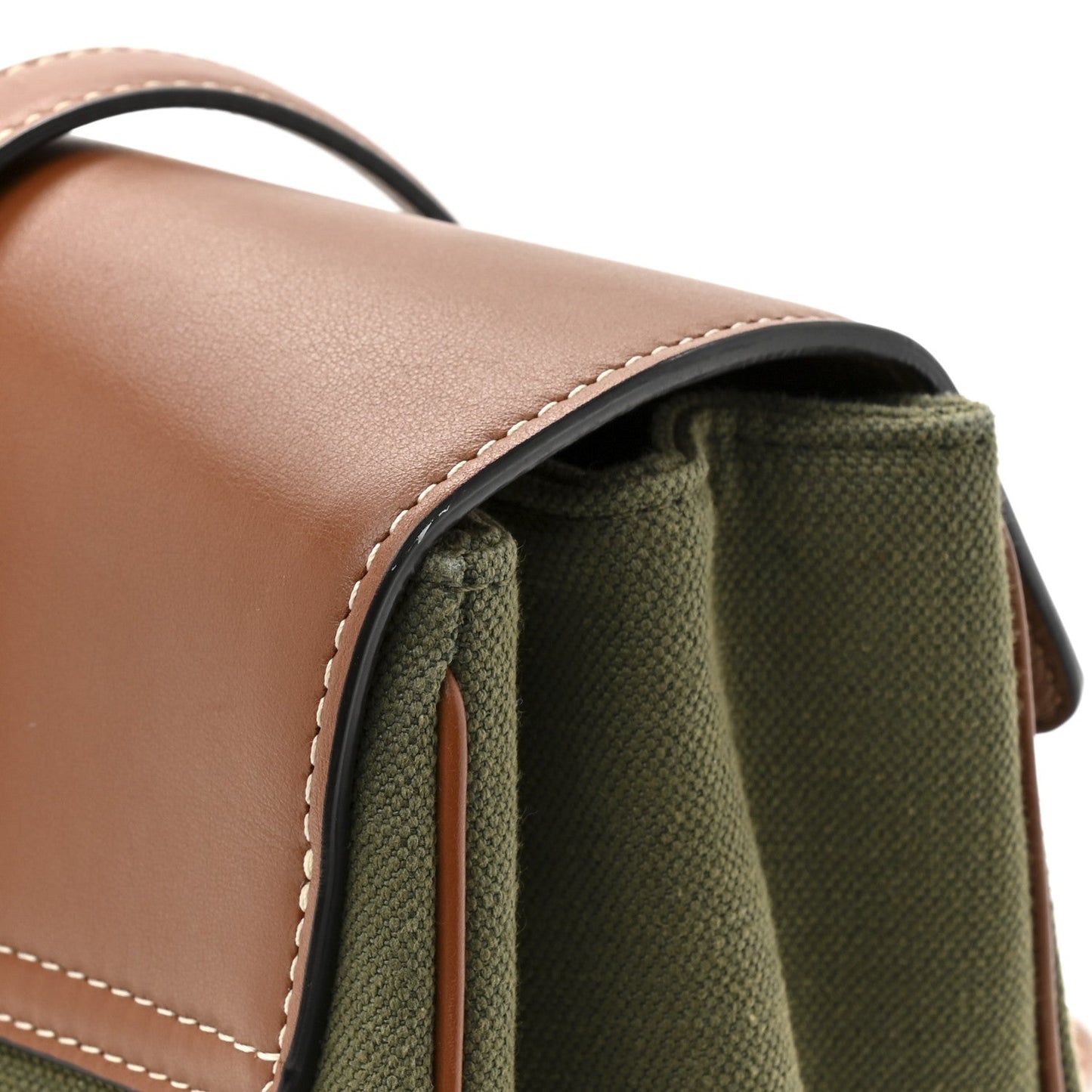 Celine Canvas Calfskin Medium Soft 16 Top Handle Bag Khaki Tan