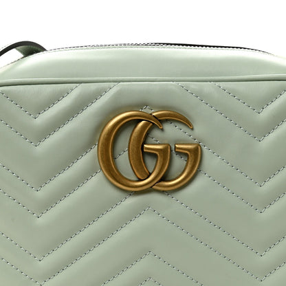 Gucci Calfskin Matelasse Small GG Marmont Chain Shoulder Bag Salvy Green